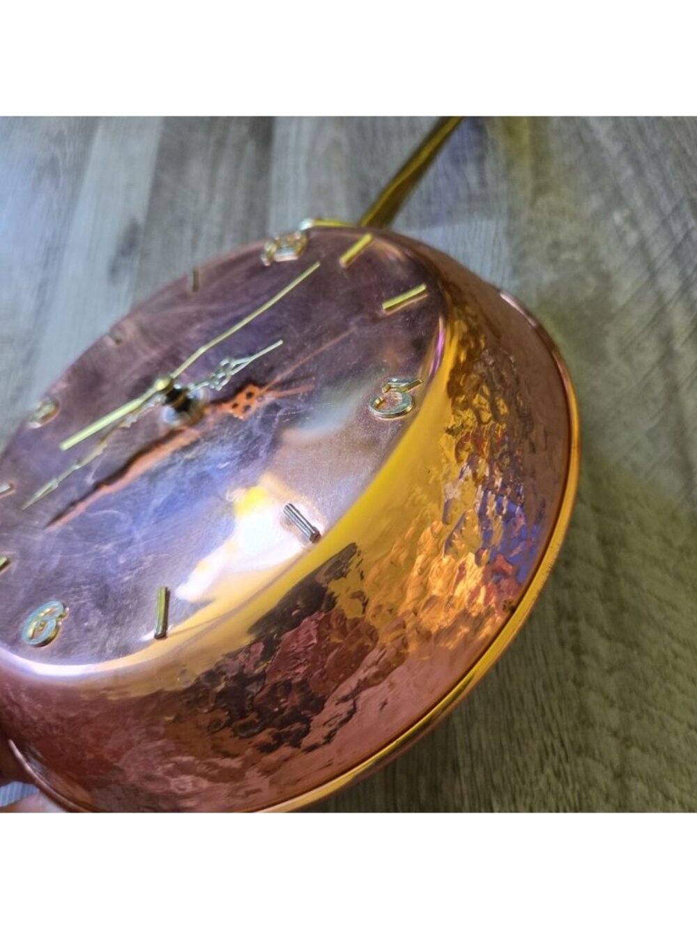 Vintage Copper Frying Pan Wall Clock Hammered Skillet Quartz Kitchen Decor Retro - Picture 8 of 16
